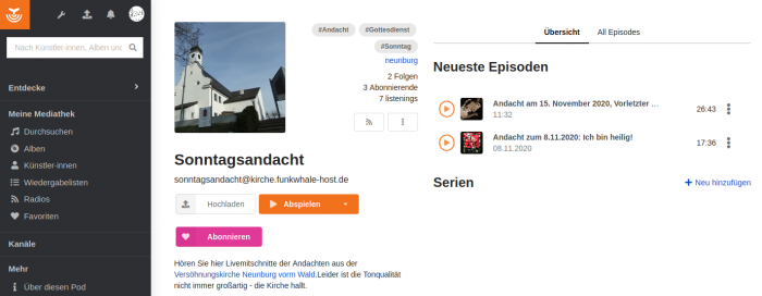Screenshot Funkwhale Dekanat Cham
