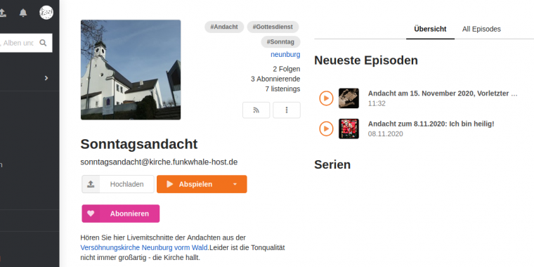 Screenshot Funkwhale Dekanat Cham
